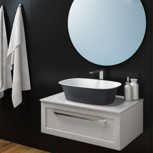 Lavoar pe blat Kolpasan Blanche 53x39x15 cm, alb-antracit - Img 4