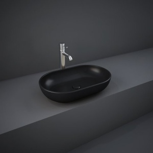 Lavoar pe blat Rak Ceramics Feeling oval, 55x35 cm, negru mat