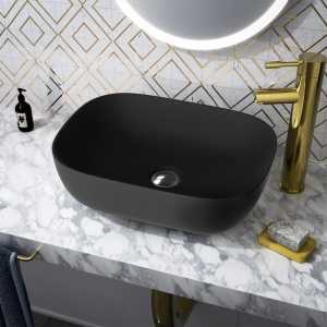 Lavoar pe blat Spectrum Gineta, dreptunghiular rotunjit, 46x32.5x h 13.5 cm, negru mat - Img 5