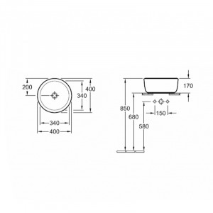 Lavoar pe blat Villeroy&Boch Architectura, rotund, 40x40x17 cm, alb - Img 2