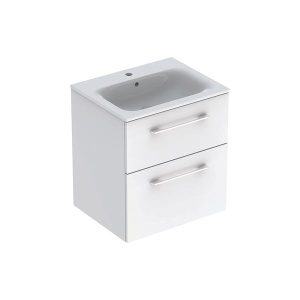 MOBILIER 60 CM SELNOVA SQUARE CU LAVOAR, DOUA SERTARE,ALB - Img 5