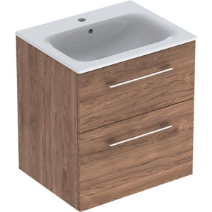 MOBILIER 60 CM SELNOVA SQUARE CU LAVOAR, DOUA SERTARE,NUC AMERICAN HICKORY