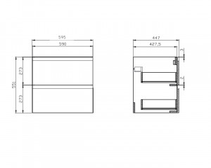 Mobilier suspendat Cersanit Moduo pentru blat 60 cm, gri - Img 2
