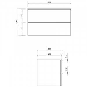 Mobilier suspendat Cersanit Virgo pentru lavoar pe blat, 80 cm, gri, manere negre - Img 2