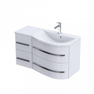 Mobilier suspendat Oristo Opal cu lavoar Opal dreapta, 90 cm, alb lucios - Img 2