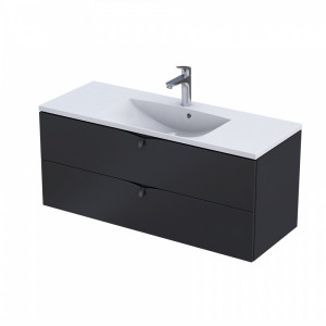 Mobilier suspendat Oristo Siena cu lavoar dublu Amelia 120 cm, negru-mat