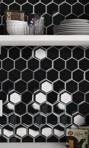 Mozaic ceramic hexagonal 32.5 x 31.5 cm, negru - Img 3
