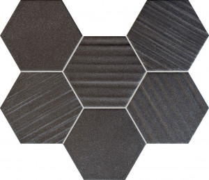 Mozaic Tubadzin Horizon hex 22.1x28.9 cm, black