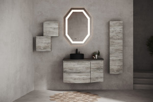 Oglinda cu iluminare LED Savini Due SPR224, octogonala, buton touch, 75x100 cm - Img 4