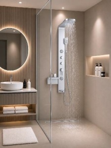 Panel de dus cu hidromasaj Sanotechnik IBIZA SILVER, argintiu mat - Img 4
