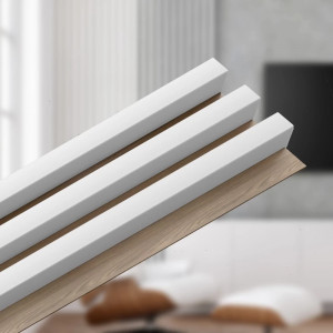 Panou 3 Riflaje Stegu Linea Slim 3, Mdf, alb / stejar - Img 2