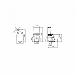 REZERVOR WC TESI, 3/6 L, ALIMENTARE INFERIOARA, ALB MAT - Img 2