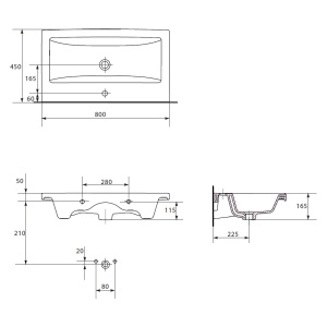 SET 821 Mobilier suspendat cu lavoar Cersanit Lara Como, 80 cm, nuc - Img 2