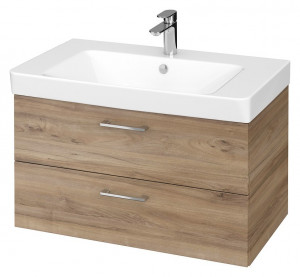SET B349 Mobilier suspendat cu lavoar Cersanit Lara Mille, 80 cm, nuc