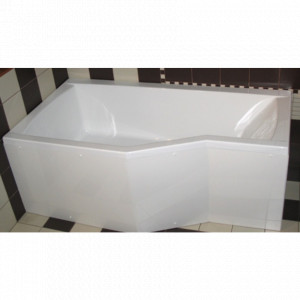Set cada baie asimetrica Belform Noa, masca frontala, suport, sifon, acril, stanga, 170x90/70 cm - Img 2