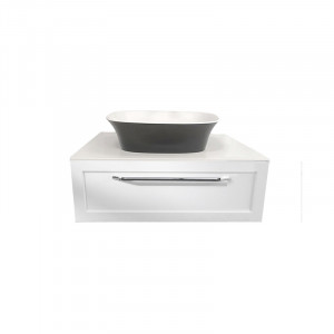 Set dulap baza suspendat Kolpasan Blanche cu lavoar alb-antracit, 75 cm, alb - Img 3
