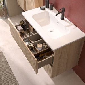 Set mobilier suspendat Gala Canaletto cu lavoar Luc 60 cm, wood bej - Img 3