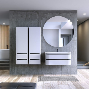 Set mobilier suspendat Kolpasan Vittoria cu lavoar 100 cm, alb mat - Img 3