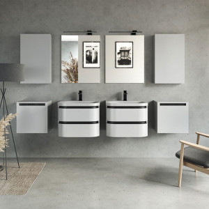 Set mobilier suspendat Kolpasan Vittoria cu lavoar 60 cm, alb mat - Img 5