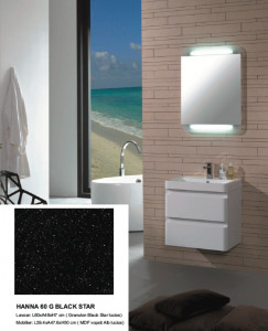Set mobilier suspendat Kuma HANNA 60 cu lavoar granulon Black Star