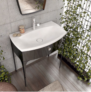 Set mobilier suspendat Oristo Louis cu lavoar Louis 82 cm, negru - Img 3