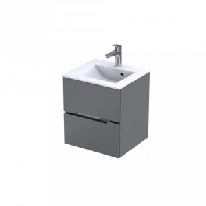 Set mobilier suspendat Oristo Silver si lavoar, 50 cm, gri mat