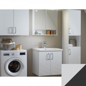 Set mobilier suspendat si lavoar Kolpasan Evelin 2 usi 65 cm, gri antracit