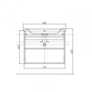 Set mobilier suspendat si lavoar Kolpasan Evelin 2 usi 80 cm, stejar gri - Img 6