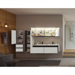 Set mobilier suspendat si lavoar Kolpasan Pandora 150 cm, alb - Img 3