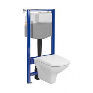 Set rezervor cu cadru Cersanit C37 AQUA 50 MECANIC, vas wc suspendat CARINA CleanON, capac softclose - Img 2