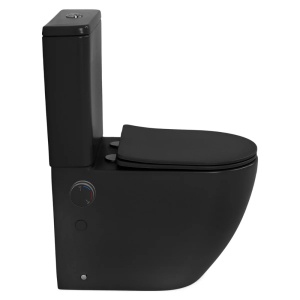 Set vas wc stativ cu functie de bideu Foglia Eco, rezervor si capac soft close, negru mat - Img 4