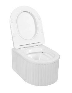 Set vas WC suspendat alb texturat cu capac soft close - Img 3