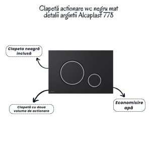 Set vas wc suspendat rimless cu capac soft close Oslo, rezervor incastrat si clapeta neagra Alcaplast - Img 5