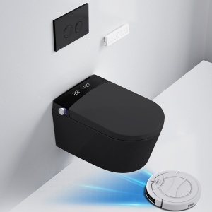 Toaleta inteligenta suspendata negru cu functie bideu,capac soft close inclus, incalzire colac Smart Foglia - Img 4