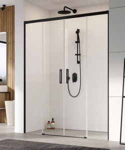 Usi glisante Radaway Idea Black Dwd, sticla transparenta, 160 cm