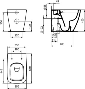 Vas wc stativ BTW Ideal Standard I.Life B Rimless alb pentru rezervor incastrat - Img 5