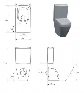 Vas wc stativ compact BTW Cersanit Crea Clean On, rectangular, cu capac slim, soft close - Img 4