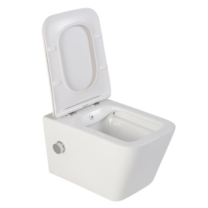 Vas wc suspendat cu functie bideu, Foglia Safari, Rimless, dreptunghiular, baterie crom, capac soft close - Img 2