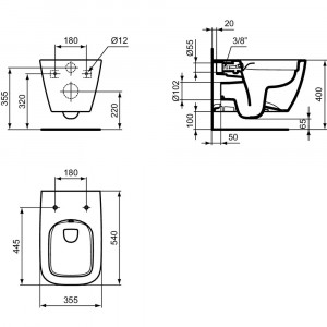 Vas WC suspendat cu functie bideu Ideal Standard I.life B rimless alb - Img 3