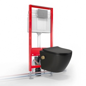 Vas wc suspendat Foglia Oslo Rimless, cu functie bideu, baterie inclusa auriu mat, negru mat - Img 6