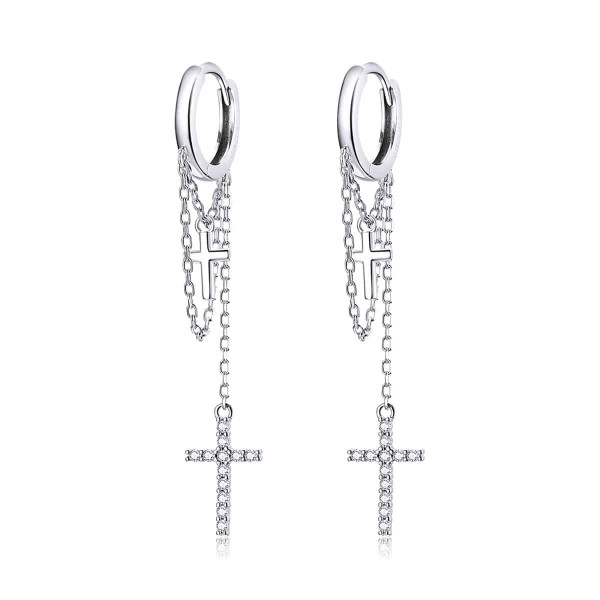 Cercei Din Argint lungi Cruciulite Model Deosebit ARG414A