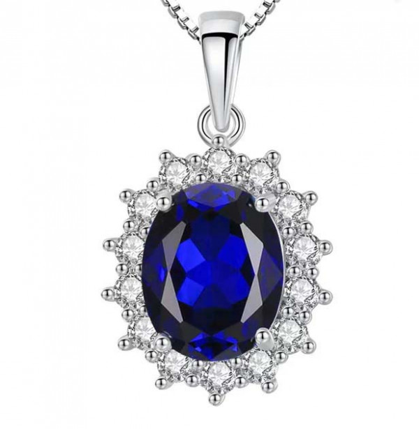 Pandantiv cu Lantisor Argint --Blue Sapphire-- ARG18A