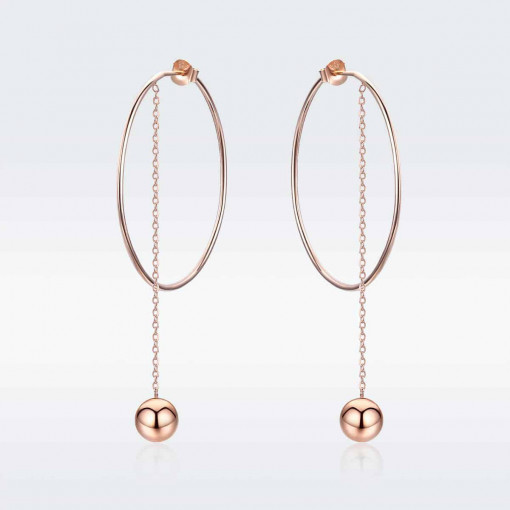 Cercei din Argint Rose Gold Hoops Arg312A