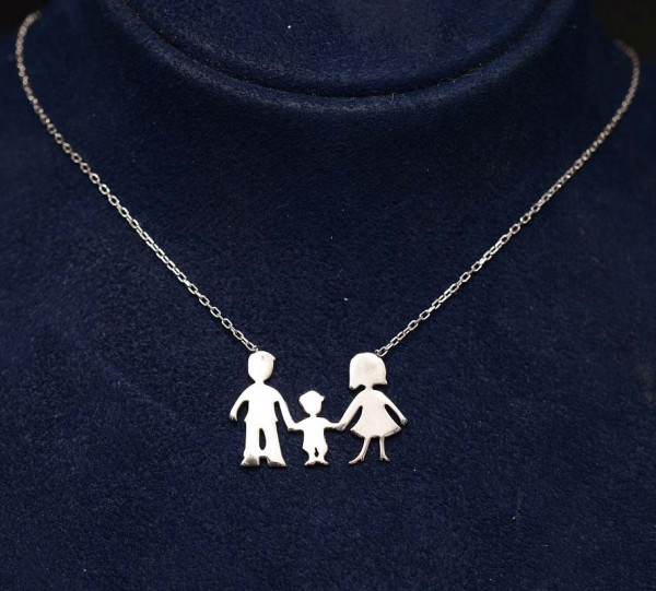 Colier Argint 925 Happy Family 3, Baiat Persoane Mama , Tata si Baietelul ARG280A