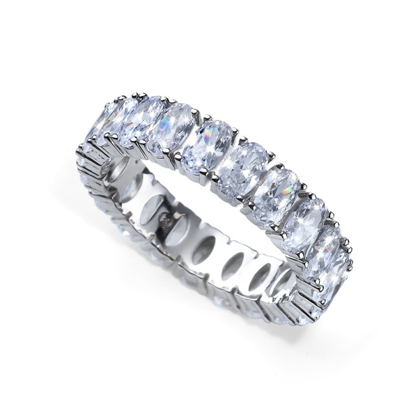 Inel Argint 925 Incrustat manual cu cristale albe ovale din zirconiu stralucitor, elegant, versatill, tennis-- ARG113V