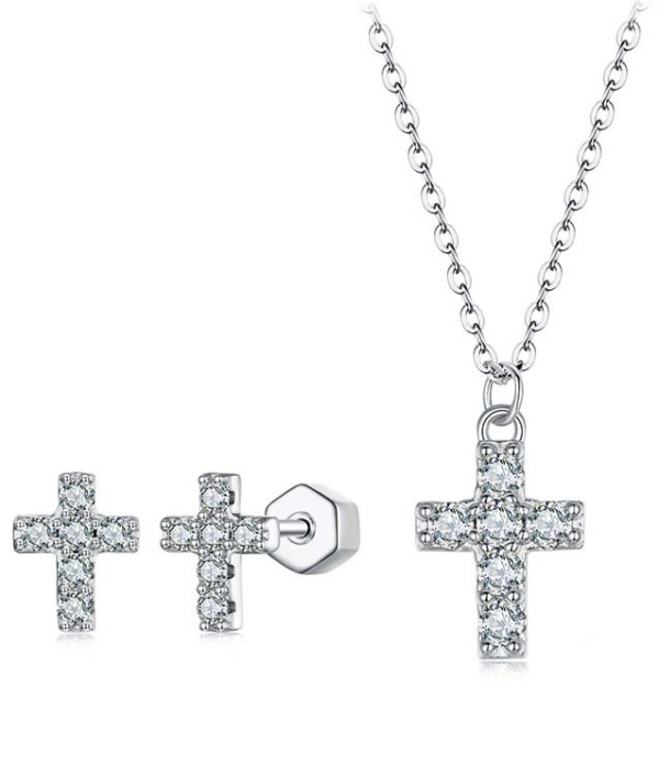 Set de Bijuterii Argint 925 cu Moissanite: Lănțișor, Pandantiv și Cercei Arg14X