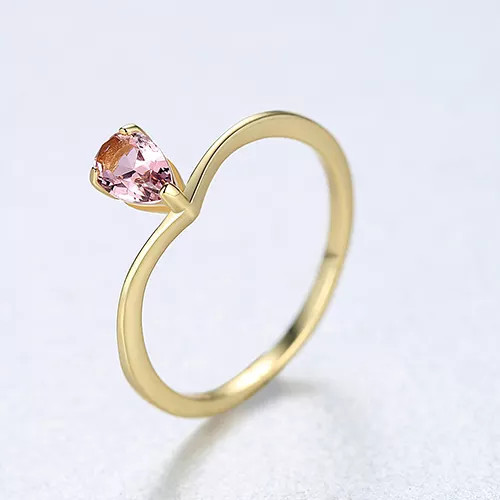 Inel Argint cu Zirconiu Lady Modern Pink/Roz placat cu aur - ARG397H