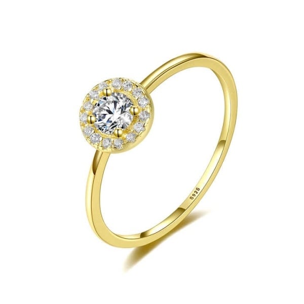 Inel Elegant din Argint 925 Placat cu Aur – Model Halo cu Zirconiu Cod ARG17E