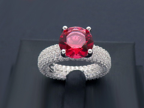 Inel din argint Perfect Engagement Ring Red Round Diamond ARG210