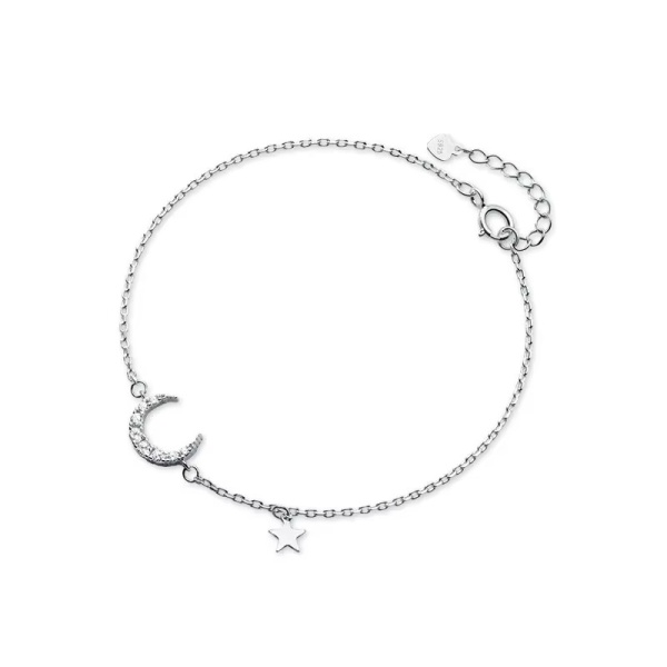 Brățară Delicată din Argint 925, Model Astral Lună și Stea Cod ARG 228C